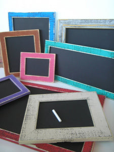 Chalkboard and picture frame set 24x36 board space 27x39 overall choose color and style from 63 colors framed chalkboard in colored frame