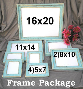 Wedding Picture Frame Package set  8) Picture frames CHOOSE FROM 63 COLORS 1-16x20,1-11x14,2-8x10,4-5x7