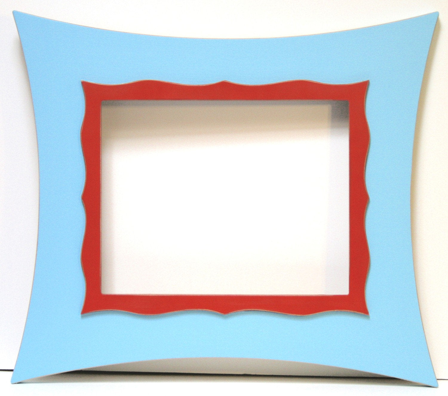 Whimsical Picture Frame 11x14 Ready to Ship Aqua and red  Picture Frame 