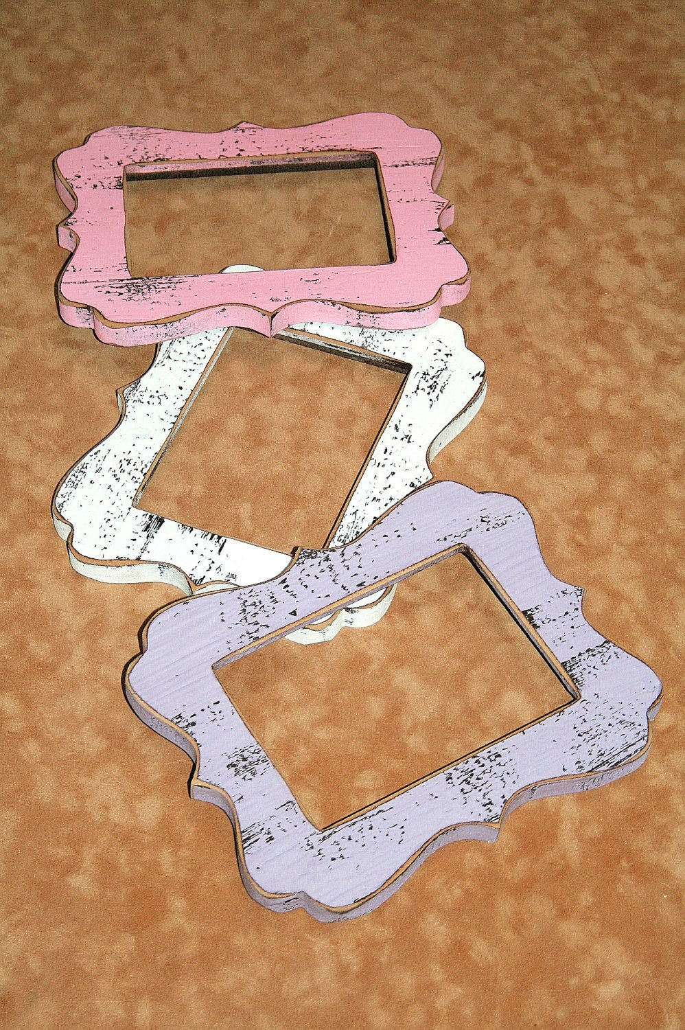 Whimsical Shabby Picture frame Package 4 FOUR frames 4x6, 5x7 or