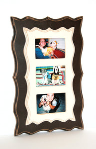 NEW Style Picture frame multi opening 3) 4x6, 5x5 or 5x7 "Doubled Up" Whimsical collage Multi opening from 2 Dogs Wood Working