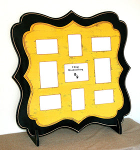 Whimsical Picture frame Twin Stacked Multi 9 opening 6) 4x6's and 3) 5x7's "Whimsical Expressions" Multiple whimsical photo Storyboard